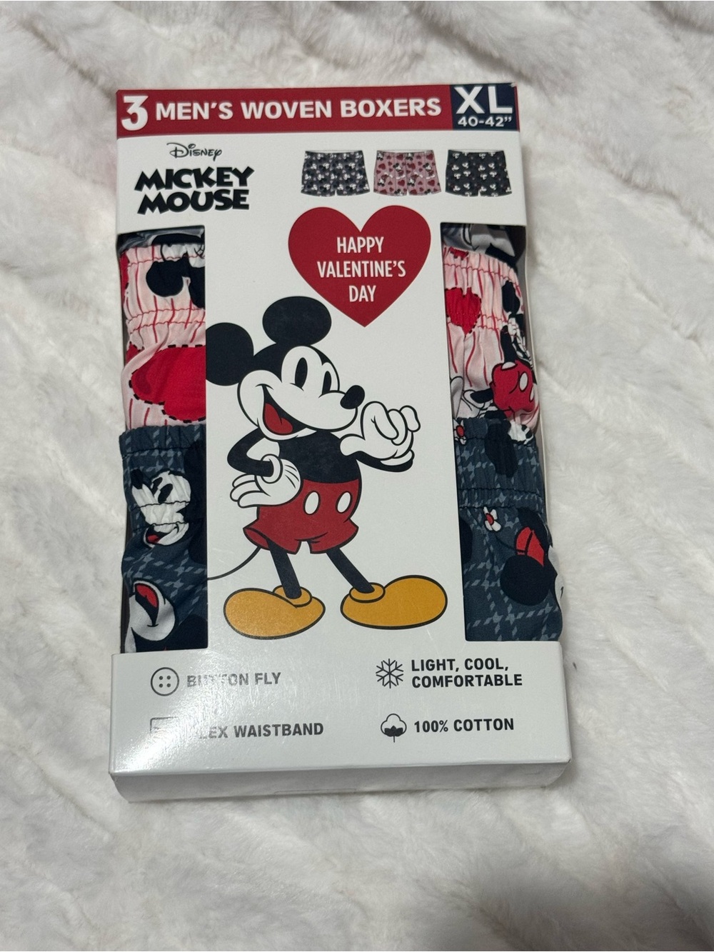 New Disney Mickey Mouse, Minnie, mouse men’s three pack boxer shorts XL 4042 NWT